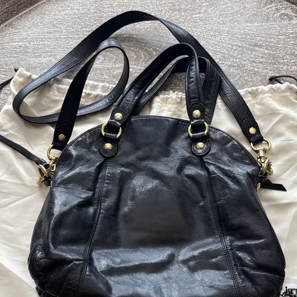 Y2K COACH Poppy Hand Bag Leather Black w/ Shoulder Strap - Picture 6 of 8